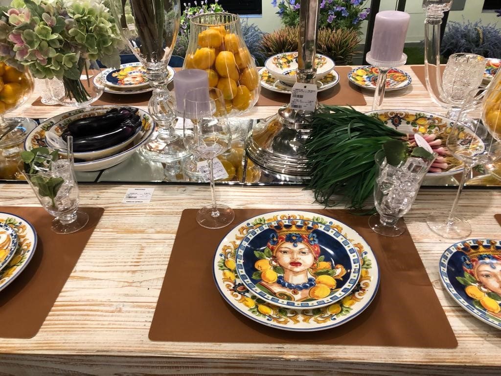 Italiving Teller Speiseteller mit buntem Motiv aus Sizilien - Keramik Tiefe 2 cm Ø 21,5 cm