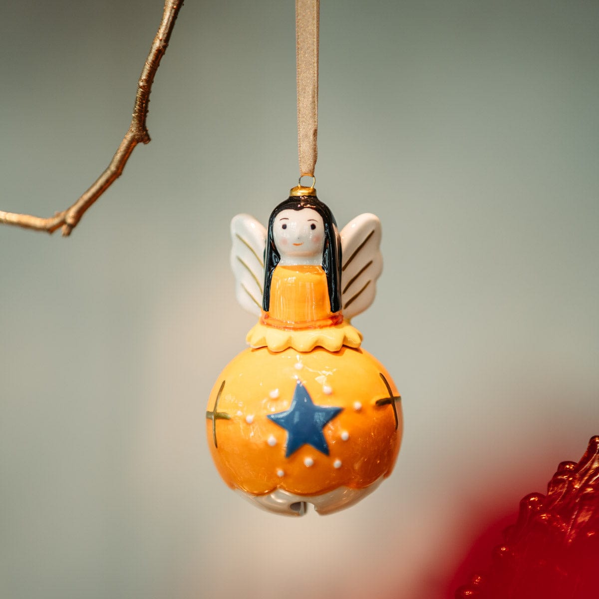 Italiving Weihnachtskugeln 4er-Set Engel als Weihnachtskugeln - bemalte Keramik