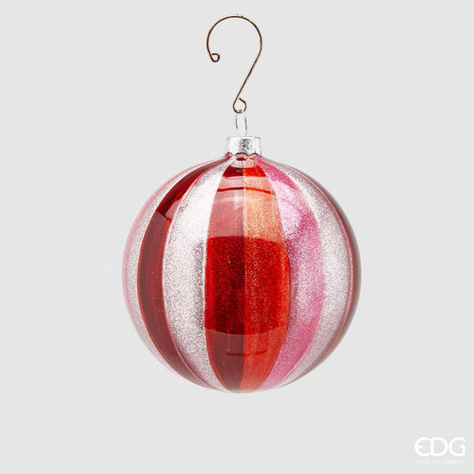 Italiving Weihnachtskugeln Christbaumkugel mit mehrfarbigen Streifen in Metallic - Glas Ø 10 cm