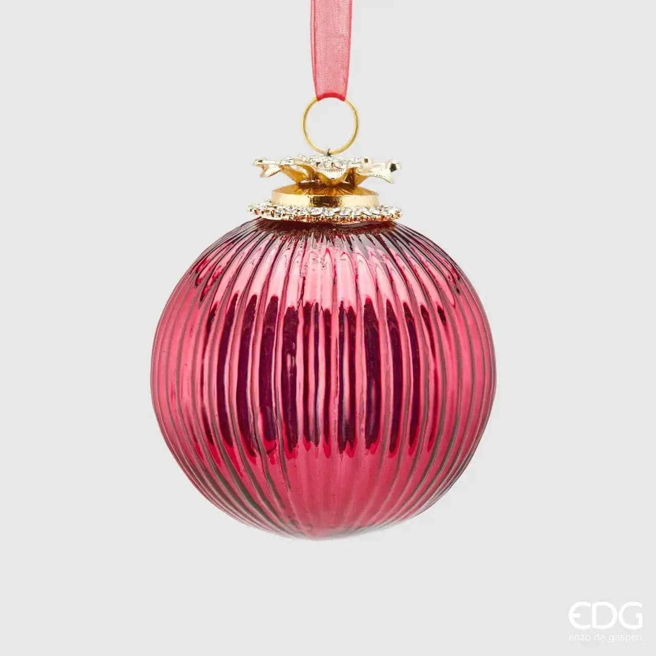 Italiving Weihnachtskugeln Dekorative Weihnachtskugel Glas mit Krone in Gold und Rot Ø 10 cm