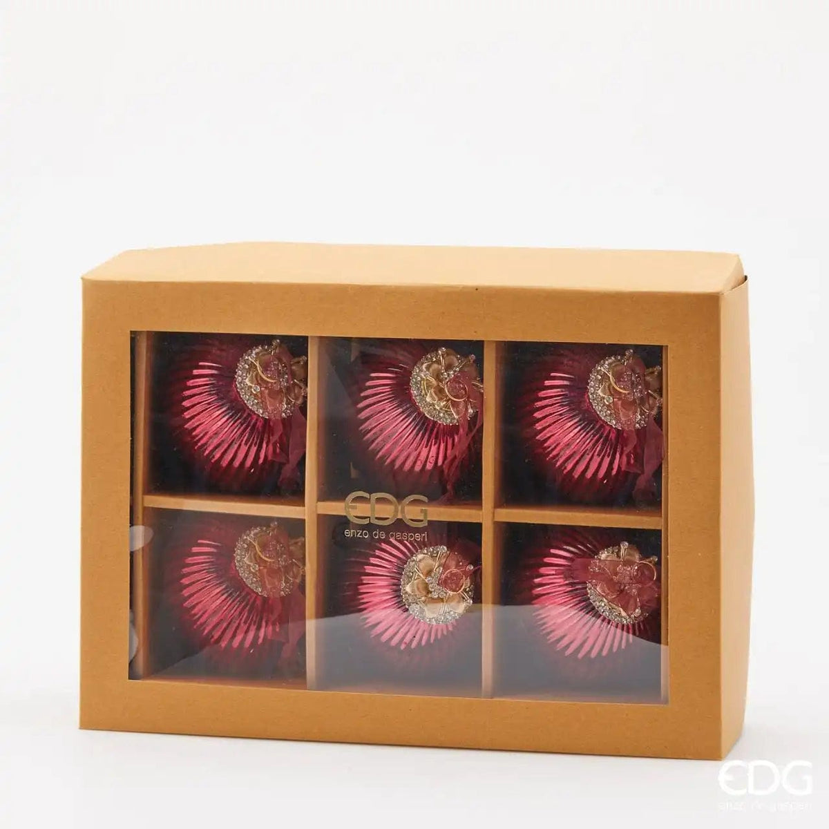 Italiving Weihnachtskugeln Dekorative Weihnachtskugel Glas mit Krone in Gold und Rot Ø 10 cm