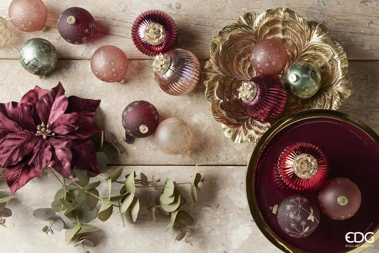 Italiving Weihnachtskugeln Dekorative Weihnachtskugel Glas mit Krone in Gold und Rot Ø 10 cm